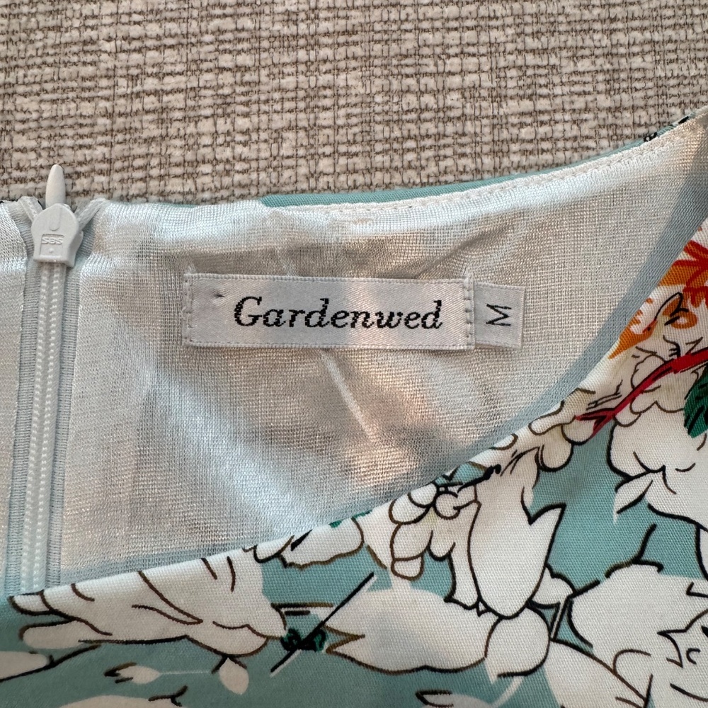 GARDENWEED Women’s Sleeveless fit & flare Party Dress, Aqua Floral Print Size M - Picture 13 of 16